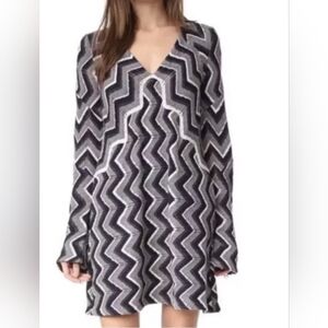 FREE PEOPLE RHIANNON CHEVRON LONG SLEEVE KNIT DRESS